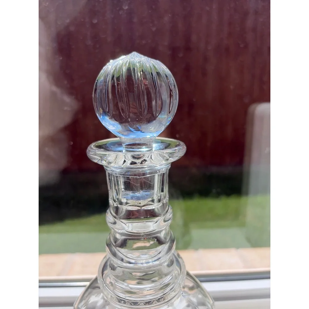 VTG Stuart Crystal Round Decanter with Stopper Diamond Cut Glass